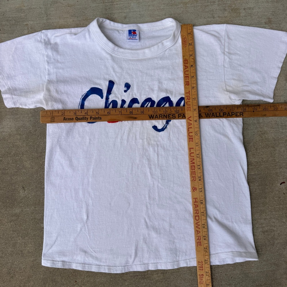 Vintage 80s Russell Athletic Chicago Graphic T Shirt White USA Medium - Picture 5 of 6
